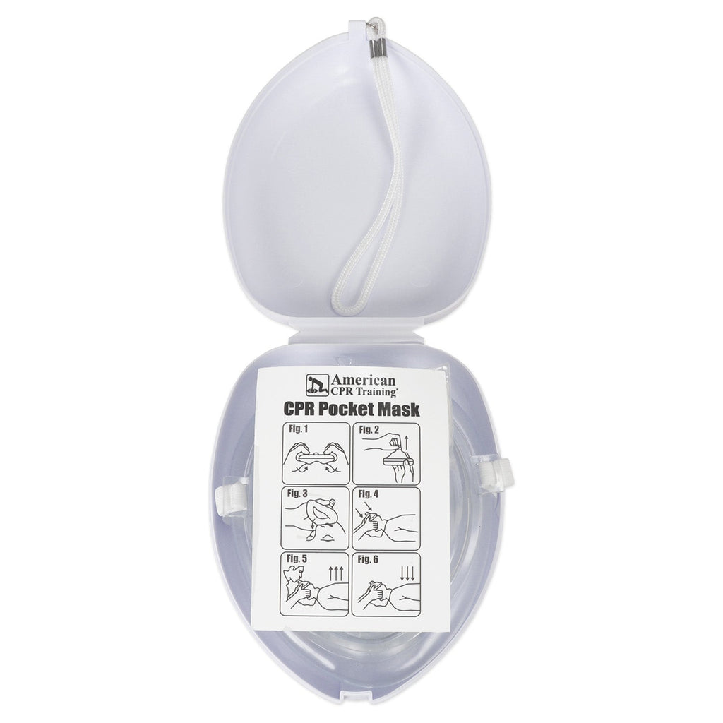 American CPR Pocket Mask, Plastic Case, Adult/Child/Infant with O2 Inlet